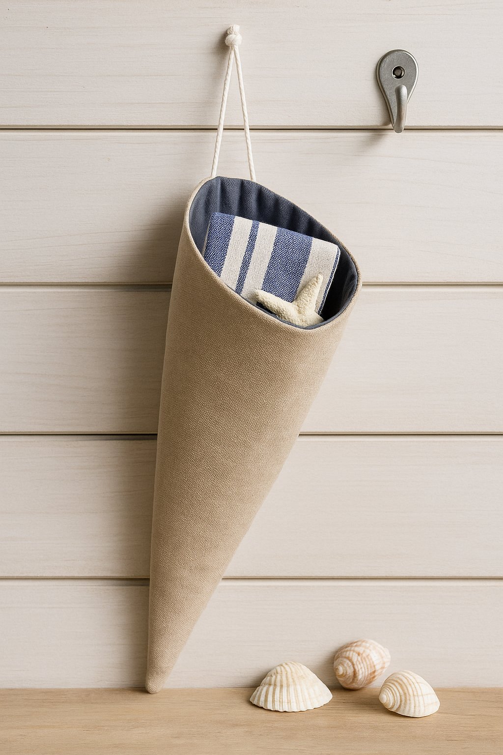 Olé & Co Linnen puntzakje in maritieme stijl met schelpjes.