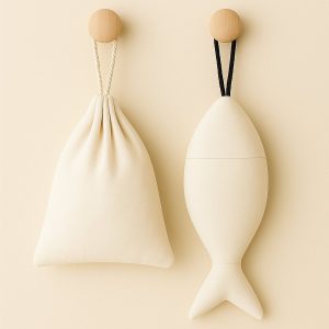 Olé & Co handgemaakte linnen vis en pouch set – 100% Europees linnen, stonewashed, natuurkleur