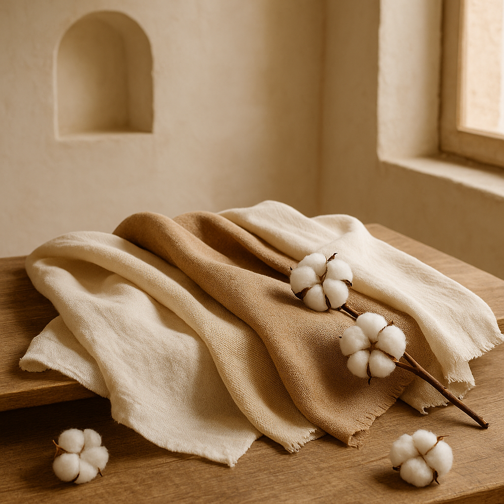 Katoen decoratie – natuurlijke mediterrane tafelsetting, Olé & Co