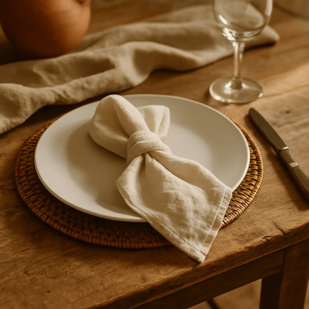 Olé & Co linnen servet Naturel – handgemaakt stonewashed linnen, 42×42 cm