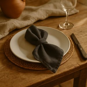 Olé & Co charcoal gray puur linnen servet