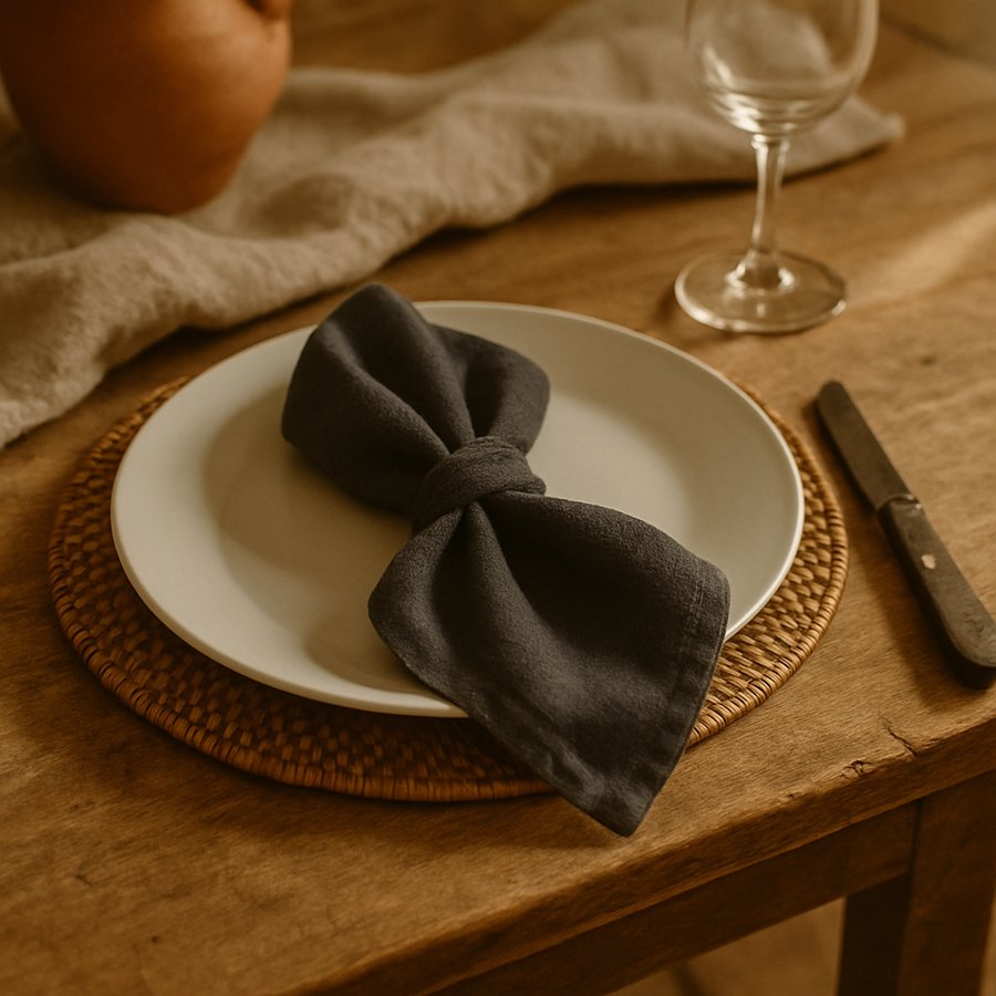 Olé & Co charcoal gray puur linnen servet