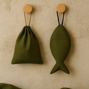 Linnen pouch met vis van Olé & Co