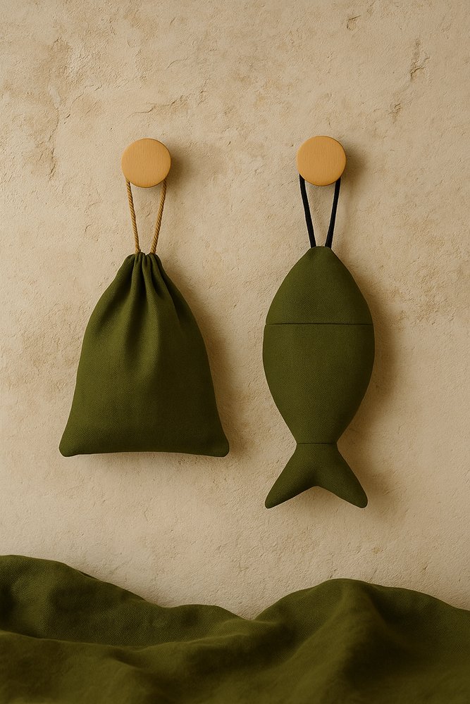 Linnen pouch met vis van Olé & Co