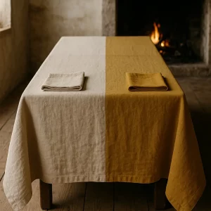 Duo toon tafellaken van Olé & Co 100% Europees Linnen