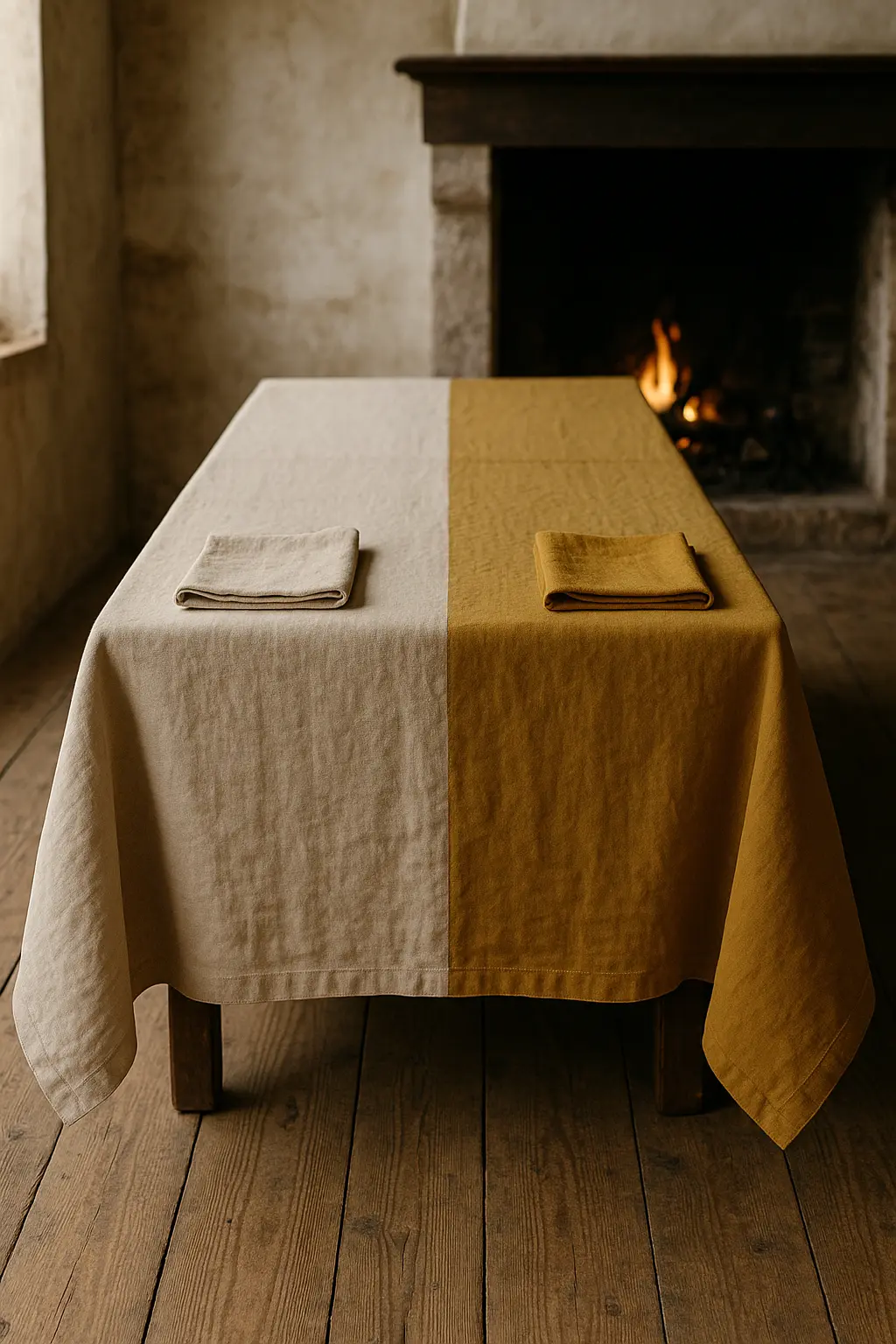 Duo toon tafellaken van Olé & Co 100% Europees Linnen