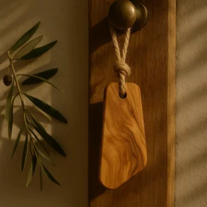 Olijfhouten geurblokje met touw, handgemaakt en natuurlijk